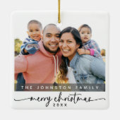 ミニマルモダン主義メリークリスマス家族の写真 セラミックオーナメント (裏面)