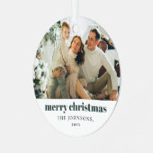 ミニマルモダン主義メリークリスマス家族の写真 メタルオーナメント (正面左)