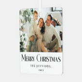 ミニマルモダン主義メリークリスマス家族の写真 メタルオーナメント (正面左)
