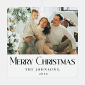 ミニマルモダン主義メリークリスマス家族の写真 メタルオーナメント (正面)