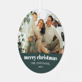 ミニマルモダン主義メリークリスマス家族の写真 メタルオーナメント (正面左)