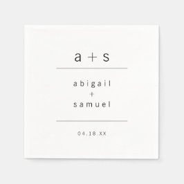 ミニマルモダン主義モノグラム黒結婚白 スタンダードカクテルナプキン