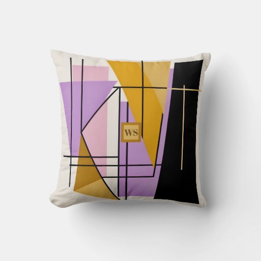 ミニマルモダン主義幾何三角形モノグラム クッション (正面)