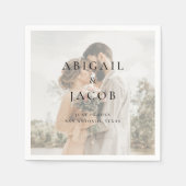 ミニマルモダン写真ウェディング スタンダードカクテルナプキン (正面)