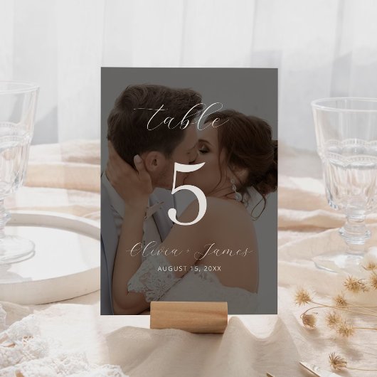 ミニマルモダン写真テーブルナンバーカード テーブルナンバー