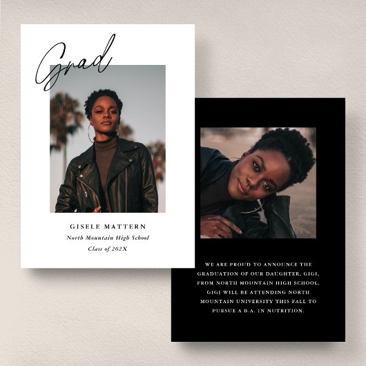 ミニマルモダン写真卒業 案内状