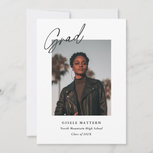 ミニマルモダン写真卒業 案内状 (正面)