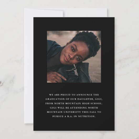 ミニマルモダン写真卒業 案内状 (裏面)