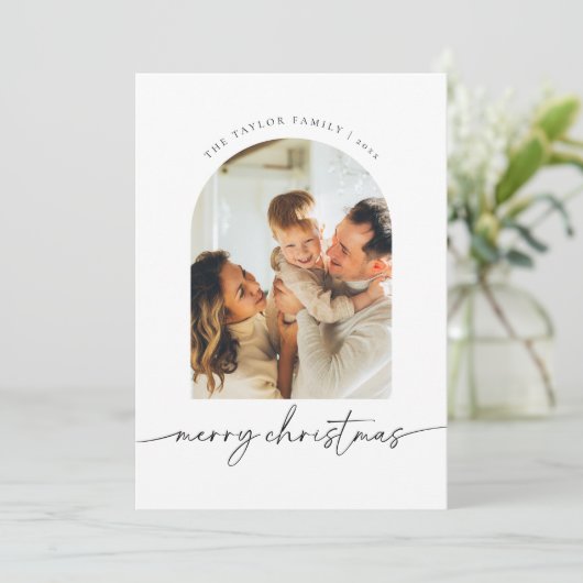 ミニマルモダン写真家族クリスマスカード シーズンカード (スタンド正面)
