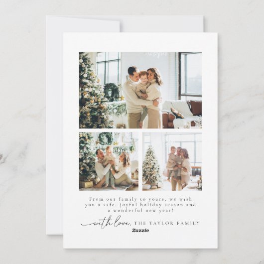 ミニマルモダン写真家族クリスマスカード シーズンカード (裏面)