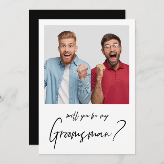 ミニマルモダン写真 groom 提案 招待状 (正面/裏面)