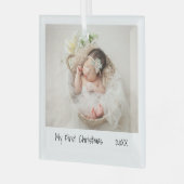 ミニマルモダン初めてのクリスマスフォトベビー ガラスオーナメント (正面左)