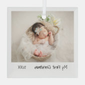 ミニマルモダン初めてのクリスマスフォトベビー ガラスオーナメント (裏面)