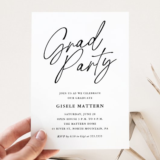 ミニマルモダン卒業パーティー招待状 招待状