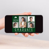 ミニマルモダン四フォトグリーン卒業式パーティー 招待状