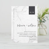 ミニマルモダン大理石タイポグラフィ結婚ズ 招待状 (スタンド正面)