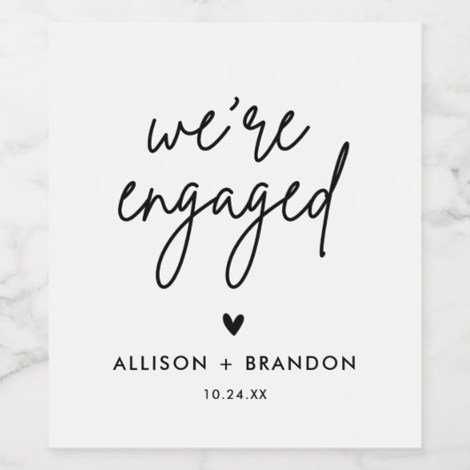 ミニマルモダン婚約パーティの支持 ワインラベル (シングルラベル)