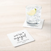 ミニマルモダン婚約パーティ婚約した スクエアペーパーコースター (インサイチュ)