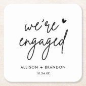ミニマルモダン婚約パーティ婚約した スクエアペーパーコースター (正面)