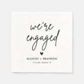 ミニマルモダン婚約パーティ婚約した スタンダードカクテルナプキン (正面)