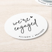 ミニマルモダン婚約パーティ婚約した ラウンドペーパーコースター (アングル)