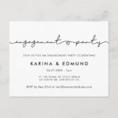 ミニマルモダン婚約パーティ招待 ポストカード (正面)