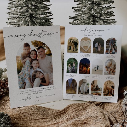 ミニマルモダン年次レビュー写真ファミリー シーズンカード
