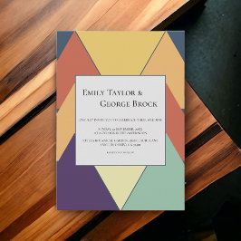 ミニマルモダン幾何カラフル結婚スタイリッシュの 招待状