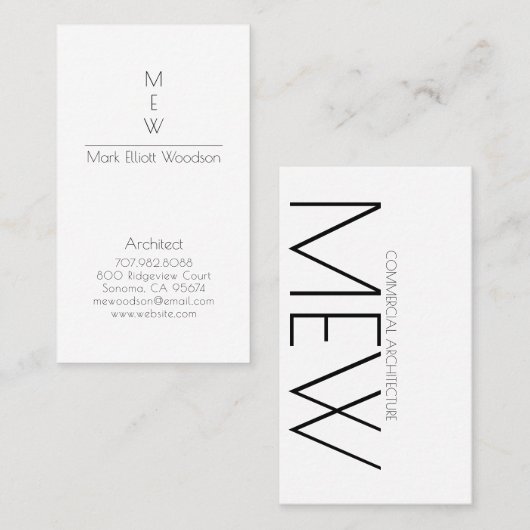 ミニマルモダン建築家 名刺 (正面/裏面)