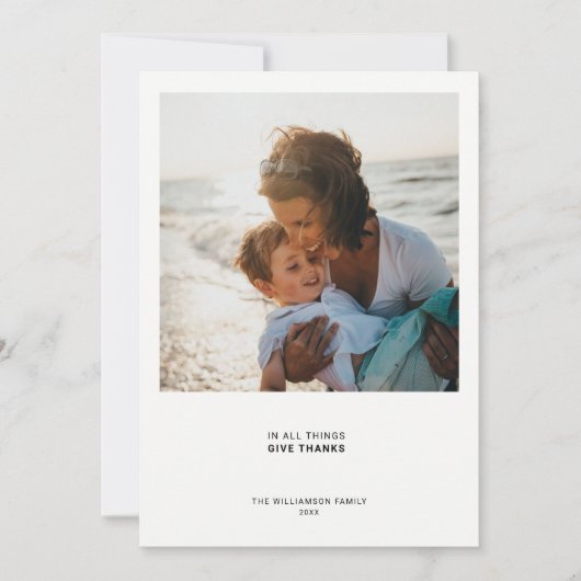 ミニマルモダン引用文 |フォトホリデー感謝 シーズンカード (正面)