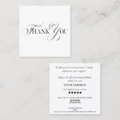 ミニマルモダン感謝していご注文の為に台本を出す スクエア名刺 (正面/裏面)