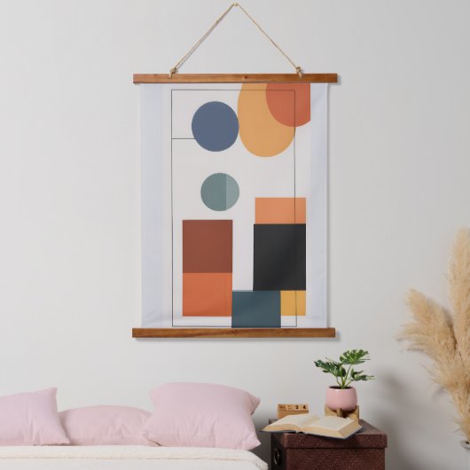 ミニマルモダン抽象芸術幾何学的アート 吊り下げ型タペストリー (寝室)