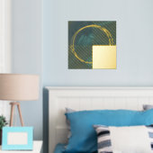 ミニマルモダン抽象芸術緑金ゴールド 箔ポスター (インサイチュ (寝室))