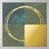 ミニマルモダン抽象芸術緑金ゴールド 箔ポスター (正面)