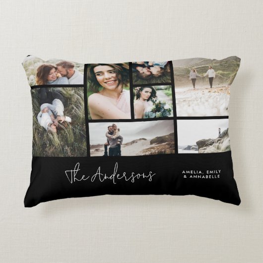 ミニマルモダン数々のエレガント8枚の写真最高の友人 アクセントクッション (正面)