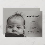 ミニマルモダン新生児カスタムフォト誕生 案内状 (正面/裏面)