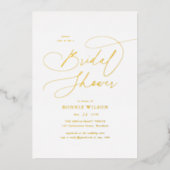 ミニマルモダン書道ブライダルシャワー 箔招待状 (正面)