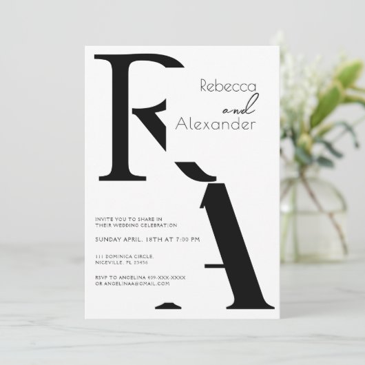 ミニマルモダン書道結婚式招待状 招待状 (スタンド正面)