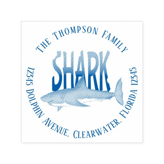 ミニマルモダン海シャークシンプルかわいい セルフインキングスタンプ (デザイン)
