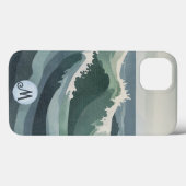 ミニマルモダン海波水彩画キャンバス Case-Mate iPhoneケース (裏面 (横))