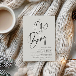 ミニマルモダン白黒オベビー 招待状