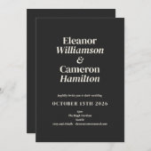 ミニマルモダン白黒クラシックタイポグラフィ 招待状 (正面/裏面)