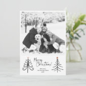 ミニマルモダン白黒クリスマスツリー写真 シーズンカード (スタンド正面)