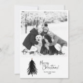 ミニマルモダン白黒クリスマスツリー写真 シーズンカード (正面)