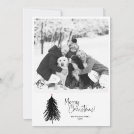 ミニマルモダン白黒クリスマスツリー写真 シーズンカード