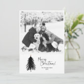 ミニマルモダン白黒クリスマスツリー写真 シーズンカード (スタンド正面)