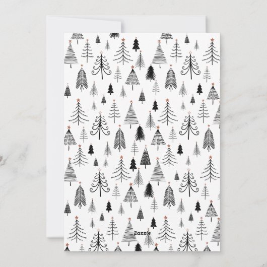 ミニマルモダン白黒クリスマスツリー写真 シーズンカード (裏面)