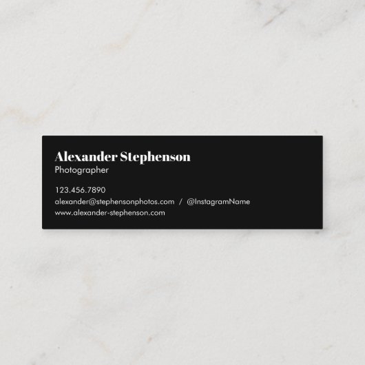 ミニマルモダン白黒クリーン写真 スキニー名刺 (裏面)