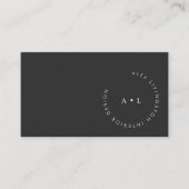 ミニマルモダン白黒サークルモノグラム 名刺 (正面)