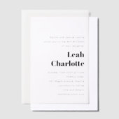 ミニマルモダン白黒シンプルバルミツワー ベラム紙招待状 (オフセット)